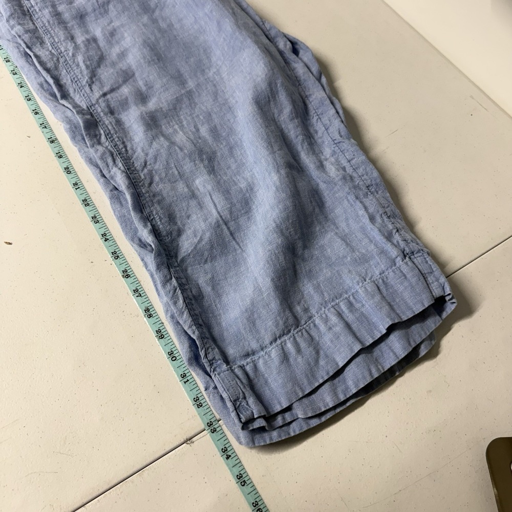 J. Jill Love Linen Wide Leg Cropped Pants Womens XL Blue Lagenlook Coastal - Picture 5 of 12
